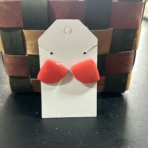 Pink/Salmon Color Triangular Earrings